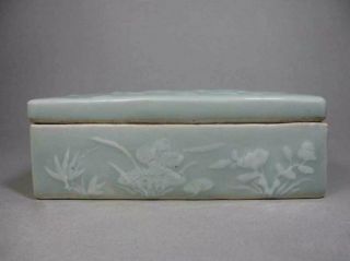 Antique Chinese porcelain 19th Green beans and white Decorative pattern box 3