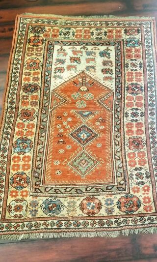 Antique Melas Hand - Knotted Prayer Rug,  circa 1850 family inheritance carpet. 2
