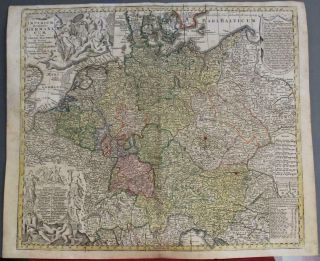 Germany Central Europe 1790 Seutter/probst Unusual Antique Copper Engraved Map