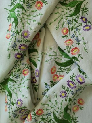 Vintage Embroidered Fairistytch 1930s Lily Of The Valley Tablecloth