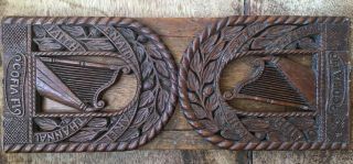 Antique Arts And Crafts Carved Oak Welsh Book Slide Trough Stand