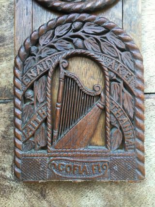 Antique Arts And Crafts Carved Oak Welsh Book Slide Trough Stand 4