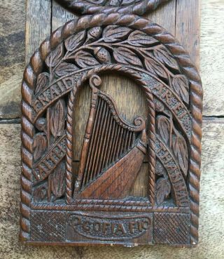 Antique Arts And Crafts Carved Oak Welsh Book Slide Trough Stand 5