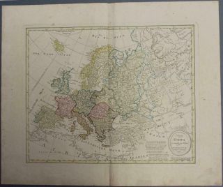 European Continent 1791 Schneider & Weigel Unusual Antique Copper Engraved Map