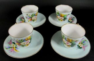 Antique French Cup And Saucer Vieux Old Paris Porcelain Set Hand Painted Flowers