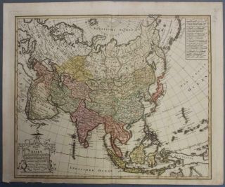 Asian Continent 1793 Homann Heirs & GÜssefeld Antique Copper Engraved Map