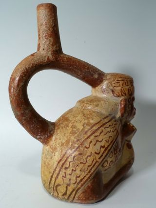 REPRO Vintage Pre - Columbian Nazca Peru / Moche Monkey Pottery Stirrup Vessel 6