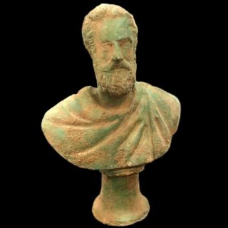 Roman Ancient Bronze Bust Statue - 200 - 400 Ad (1) Large 16 Cm Tall