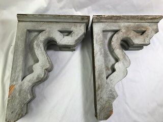 2 Large Antique Wood Corbels Architectural & Garden Salvage Painted All