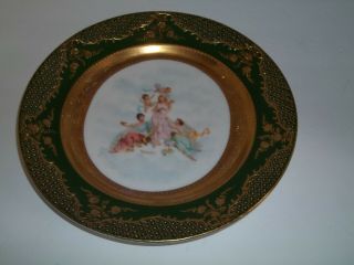 Antique Austria Victorian Porcelain Gold Embellished Cabinet Plate Angel Cherubs