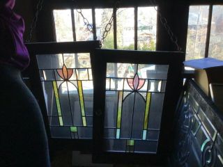 Arts And Crafts Stain Glass Windows - Antique,  Set