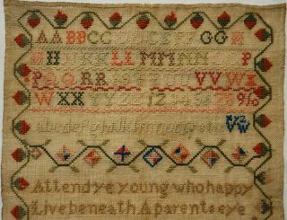MID/LATE 19TH CENTURY VERSE & MOTIF SAMPLER BY MARY WILSON AGED 8 - c.  1870 2