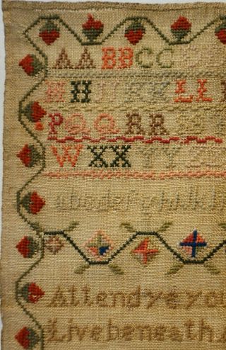 MID/LATE 19TH CENTURY VERSE & MOTIF SAMPLER BY MARY WILSON AGED 8 - c.  1870 4