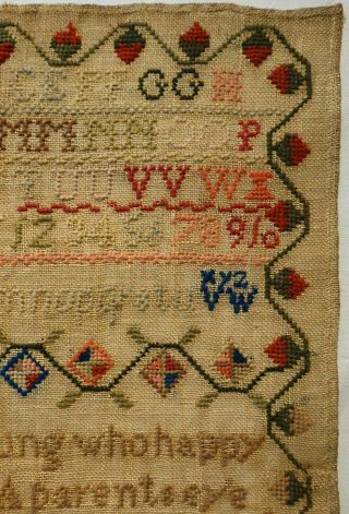 MID/LATE 19TH CENTURY VERSE & MOTIF SAMPLER BY MARY WILSON AGED 8 - c.  1870 5