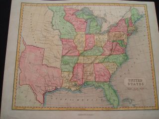 1845 Gellatly Map Independent Republic United States Iowa Wisconsin Territories 11