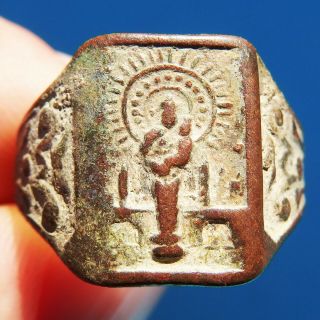 Rare Our Lady Of The Pillar Bronze Ring Old Colonial Pirate Treasure Times