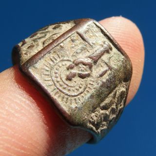 RARE OUR LADY OF THE PILLAR BRONZE RING OLD COLONIAL PIRATE TREASURE TIMES 5