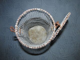 Vintage Fishing Chum Pot Bait Container,  Wire Mesh Sides,  Lid & Stone Base 5