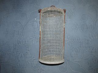Vintage Fishing Chum Pot Bait Container,  Wire Mesh Sides,  Lid & Stone Base 6