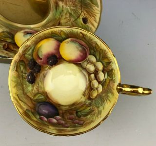 Vintage Aynsley Orchard Fruits Gold Teacup and Saucer SIGNED 3