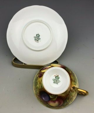 Vintage Aynsley Orchard Fruits Gold Teacup and Saucer SIGNED 7