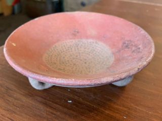 Antique Redware Pottery Bowl,  Textured Bottom Museum Cat.  Sticker Africa,  Nepal?