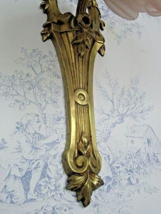 French Antique Brass Art Nouveau Floral Wall Scone Pale Pink Flower Shade 1289 7