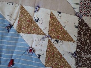 Great Fabrics Antique Tied Quilt FULL Cadet Blue Backing 75 