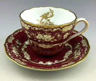 Antique Spode Copeland/tiffany & Co Porcelain Red Gilt Cup Saucer