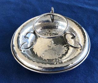 Antique Hand Hammered Sterling Silver Teapot Tea Ball Strainer & Stand Fradley 3