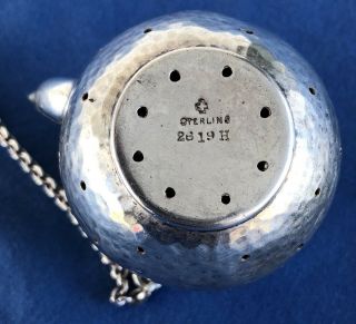Antique Hand Hammered Sterling Silver Teapot Tea Ball Strainer & Stand Fradley 8