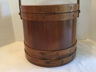 Vintage Wood Sugar Firkin Banded Bucket Sewing Box