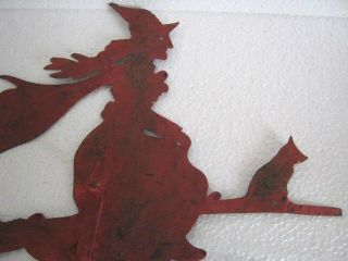 VINTAGE IRON CUT OUT WITCH ON BROOM.  HALLOWEEN WEATHER VANE,  SILHOUTTE. 10