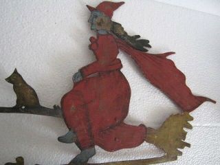 Vintage Iron Cut Out Witch On Broom.  Halloween Weather Vane,  Silhoutte.