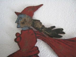 VINTAGE IRON CUT OUT WITCH ON BROOM.  HALLOWEEN WEATHER VANE,  SILHOUTTE. 3