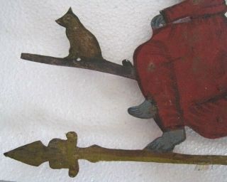 VINTAGE IRON CUT OUT WITCH ON BROOM.  HALLOWEEN WEATHER VANE,  SILHOUTTE. 4