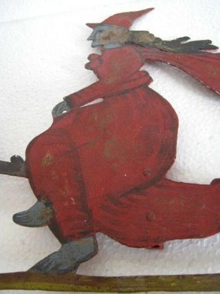 VINTAGE IRON CUT OUT WITCH ON BROOM.  HALLOWEEN WEATHER VANE,  SILHOUTTE. 5