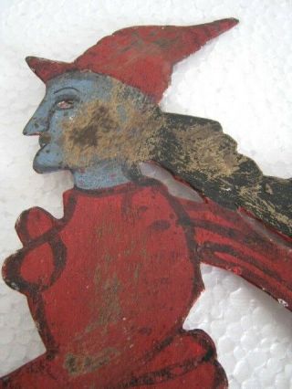 VINTAGE IRON CUT OUT WITCH ON BROOM.  HALLOWEEN WEATHER VANE,  SILHOUTTE. 7