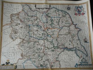 C.  1600 Antique Yorkshire Map John Speed. 10
