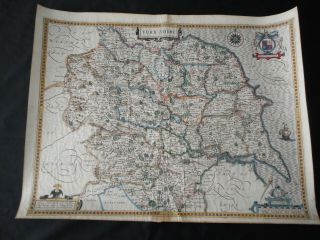 C.  1600 Antique Yorkshire Map John Speed.