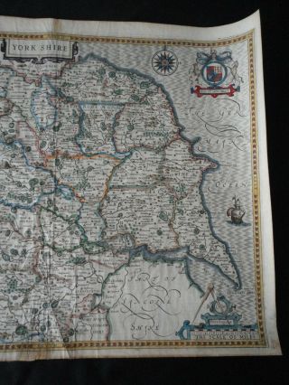 C.  1600 Antique Yorkshire Map John Speed. 3