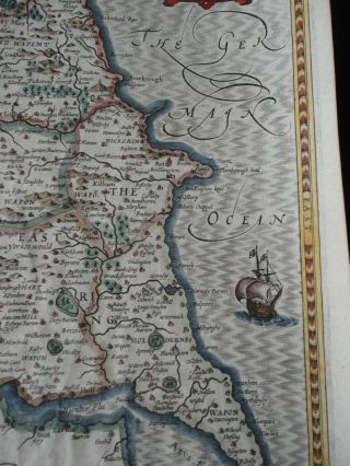 C.  1600 Antique Yorkshire Map John Speed. 9