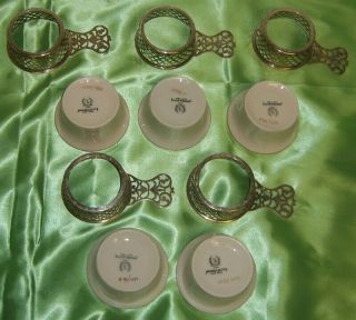 Tiffany Sterling Silver Pierced Holder With 5 RARE Lenox Porcelain Ramekins 5