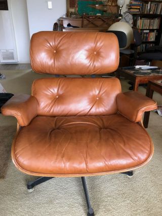 Vintage Henry Miller Eames Chair and Ottoman in walnut medium brown 10