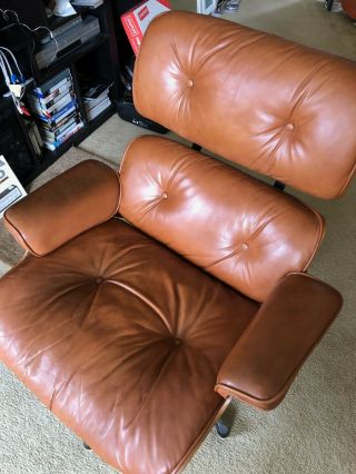 Vintage Henry Miller Eames Chair and Ottoman in walnut medium brown 11
