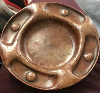 Number 2 - Gustav Stickley Arts & Crafts Hammered Copper Dish Tray Plate Signed