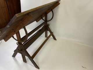 RARE ANTIQUE INDUSTRIAL DIETZGEN DRAFTING TABLE 10