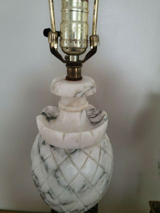 Vintage Italian Marble Alabaster Table Lamps Hollywood Regency Neoclassical 3
