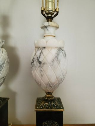 Vintage Italian Marble Alabaster Table Lamps Hollywood Regency Neoclassical 4