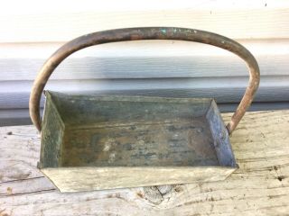 Vtg Galvanized Vegetable Tray Rustic Farm Caddy Basket Tote Primitive Metal 6